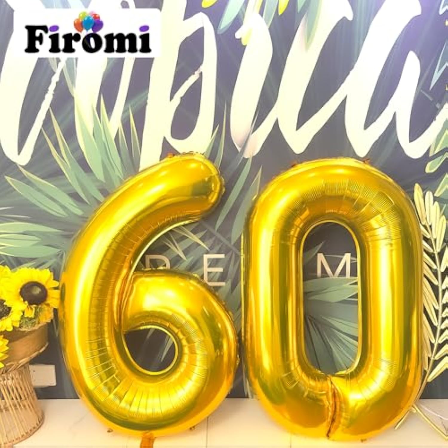 60 Number Balloons Gold Big Giant Jumbo Huge Foil Mylar 60 Balloon Numbers For 60Th Birthday Party Anniversary Decorations 40-Inches