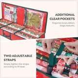 Soft Christmas Wrapping Paper Storage Bag, 40" Durable Pe Gift Wrap Storage Bag With Flexible Partitions And Pockets For Ribbon, Accessories (Red)