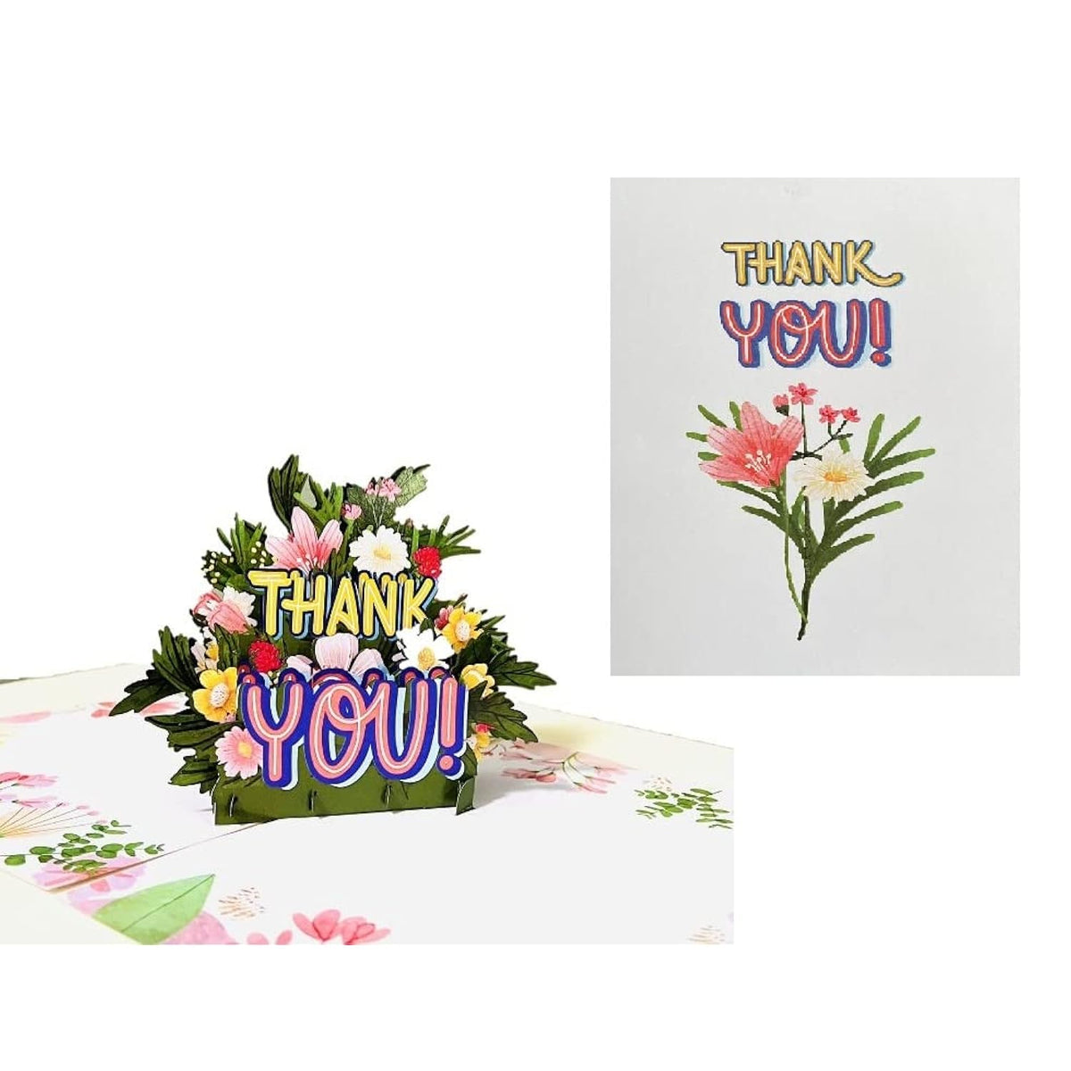 3D Pop-Up Thank You Card – Floral Bouquet Appreciation Greeting Card – Unique Thank You Card With Envelope For Teachers, Friends, Colleagues & Loved Ones H17