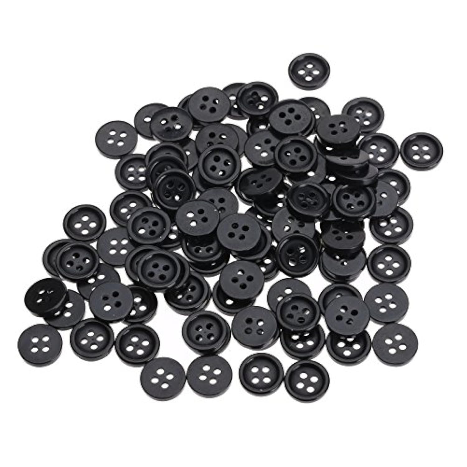 100Pcs Wholesale 10Mm Black Round Resin 4 Holes Clothes Sewing Buttons