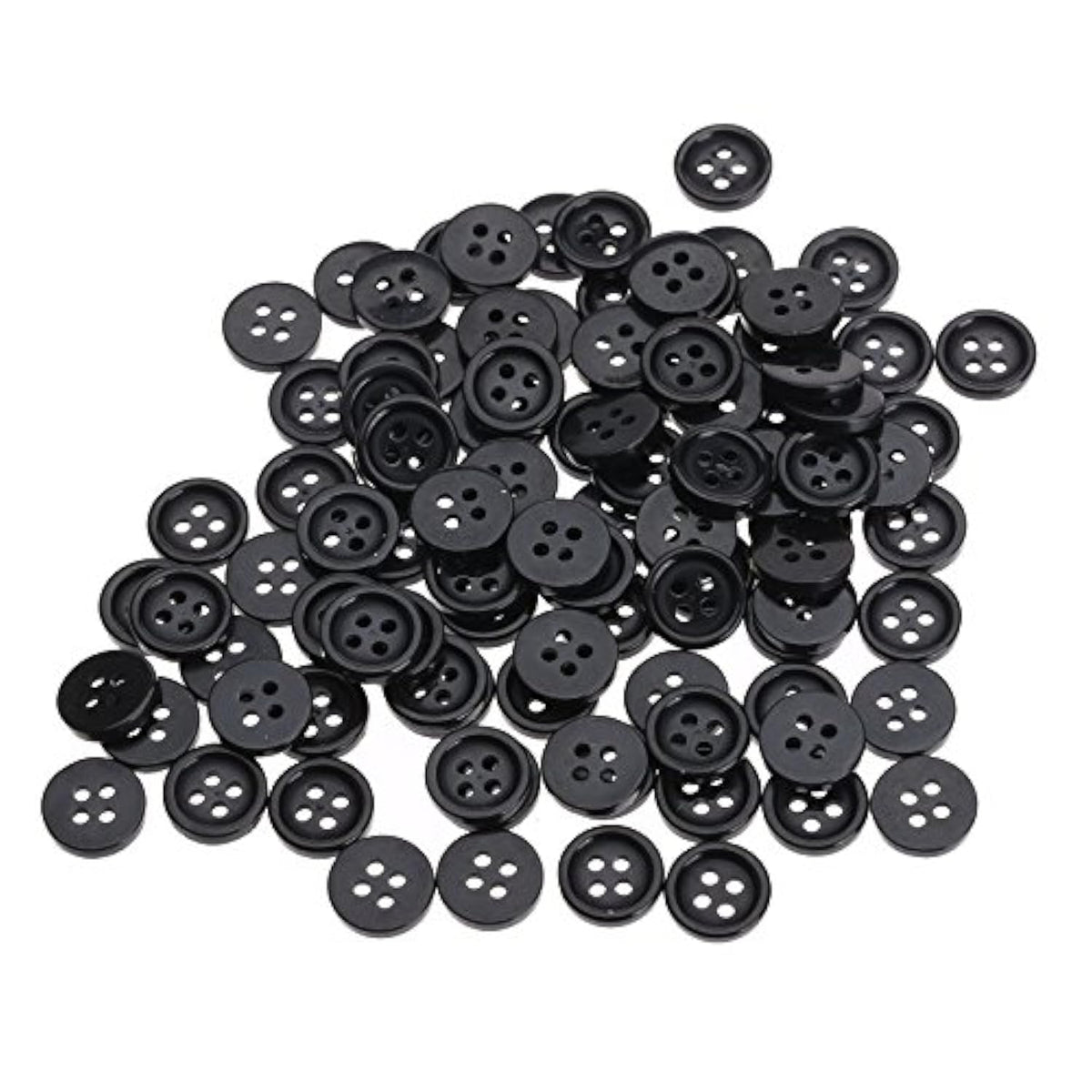 100Pcs Wholesale 10Mm Black Round Resin 4 Holes Clothes Sewing Buttons