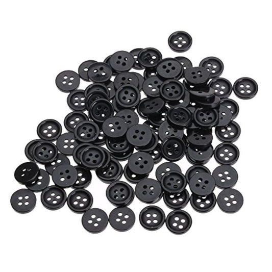 100Pcs Wholesale 10Mm Black Round Resin 4 Holes Clothes Sewing Buttons