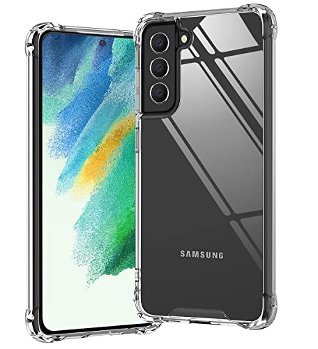 Clear Case For Samsung Galaxy S21 Fe 5G Shockproof Bumper Protective Cell Phone Back Cover, Hybrid Design Hard Pc Back With Flexible Tpu Frame Crystal Clear
