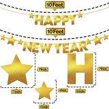 , Gold Happy New Year Banner - 10 Feet, Pre-Strung | Happy New Year Backdrop 2027 with Star for New Years Eve Party Supplies 2027 | New Years Decorations 2027 | NYE Decorations 2027