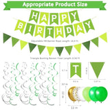 Green Birthday Decorations Banner, Swirls, Bunting & Balloons for Men & Boys