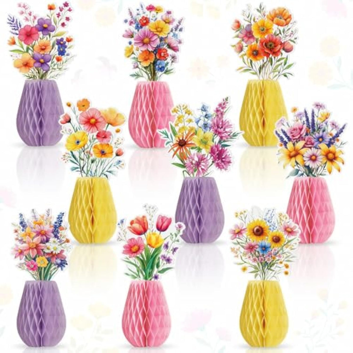 9 Pcs Wildflower Honeycomb Table Centerpieces Wildflower Birthday Party Decorations Spring Floral Table Centerpieces Paper Honeycomb Decor For Birthday Baby Shower Supplies Office