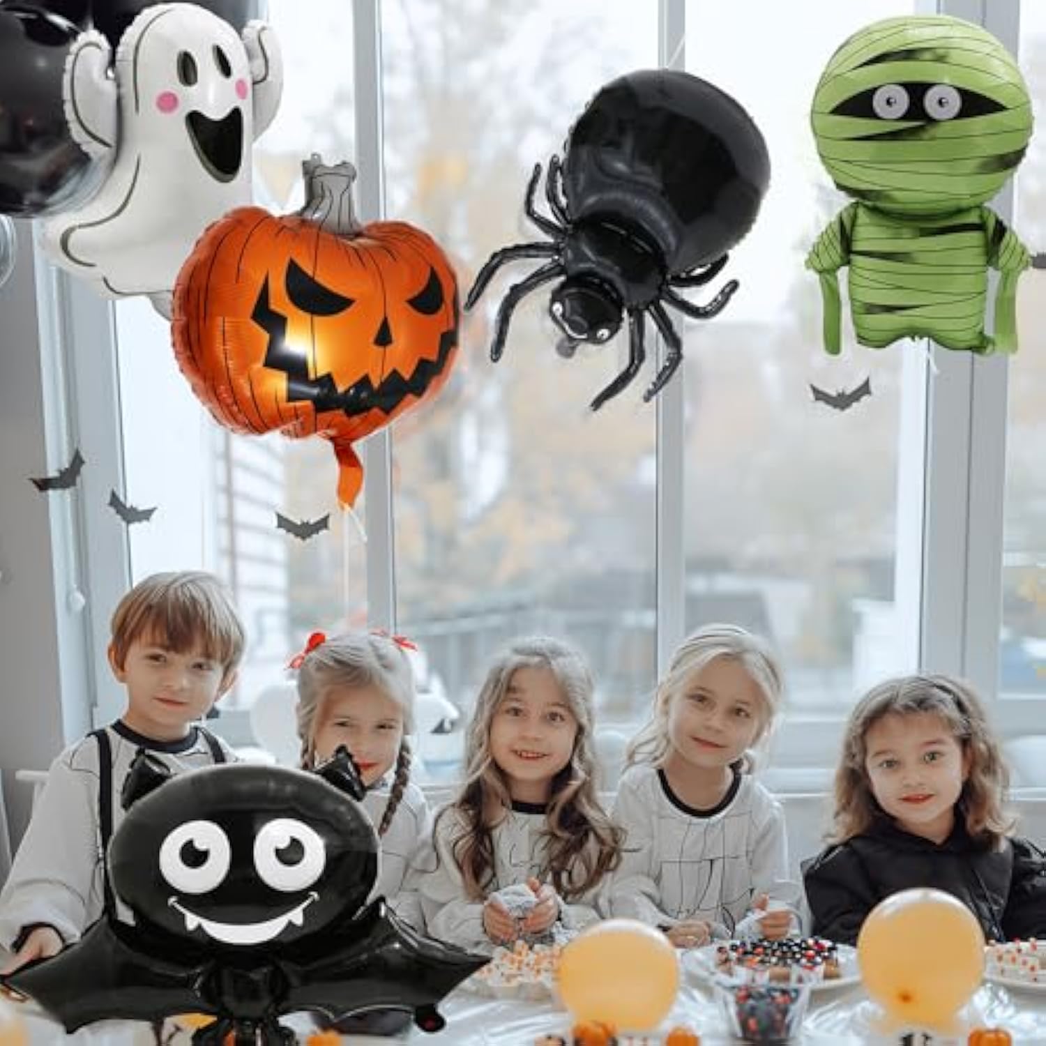 6Pcs Halloween Pumpkin & Ghost Foil Balloons - Boo Spooky Party Decorations for Kids