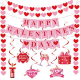 Happy Galentine'S Day Banner Galentine’S Day Decorations Happy Valentines Day Decorations For Ladies Girls Galentines Day Hanging Swirls With Heart Garland Valentines Day Wall Decorations