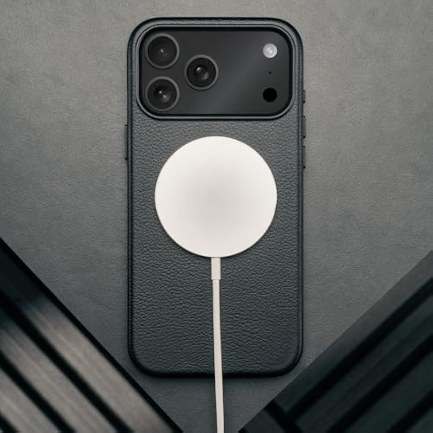 Genuine Leather MagSafe Compatible Case for iPhone 17 Pro Max 6.9" 2025 - Ultra Slim Premium Leather Bumper Case (Black)