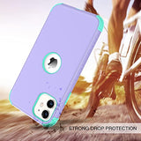 For 11 Phone Case, Heavy Duty 2 In 1 Full Body Rugged Shockproof Protection Hybrid Hard Pc Bumper Drop Protective Girls Women Boy Men, Purple/Mint