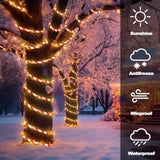 Christmas Candy Cane Lights, 33Ft 240 Led Connectable & Flexible White & Red Candy Cane Rope Lights For Outside, 8 Modes Waterproof Led Christmas Light For Garden Patio Tree Holiday Party Decor