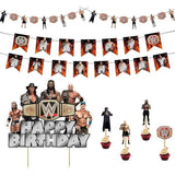 Wrestling Theme Birthday Party Supplies Wrestler Cake Toppers, Banners & Decor Set
