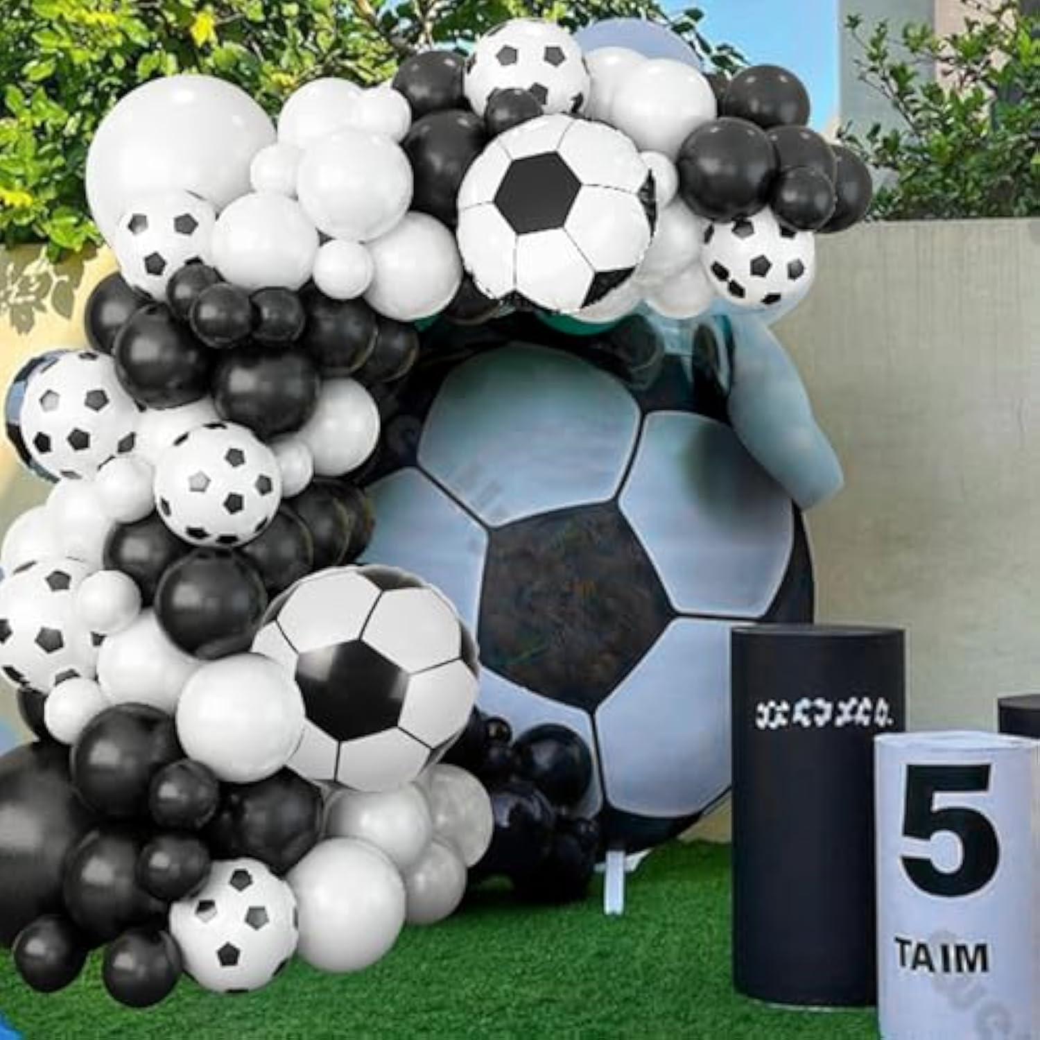 94pcs Soccer Balloon Arch Kit – Black & White Balloons for Football Party Decor