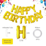16in Gold Happy Birthday Foil Balloons Reusable Banner Party Decor