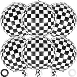 6 Pcs Checkered Balloons: 22 Inch Black & White Foil for Race Car Party