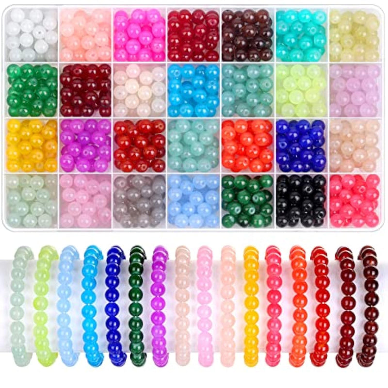 700 Pieces Glass Beads For Jewelry Making, 28 Colors 8Mm Crystal Beads For Bracelets And Diy Crafts