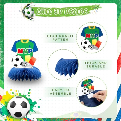 Soccer Honeycomb Centerpieces - 2026 Soccer Party Decorations, Soccer Table Centerpiece for 2026 Matches Party Supplies