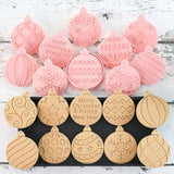 10 Piece Mini Christmas Ornament Cookie Cutters, 3D Raised Design Cookie Stamps, Mini Round Ornament Baking Molds(Ornament)
