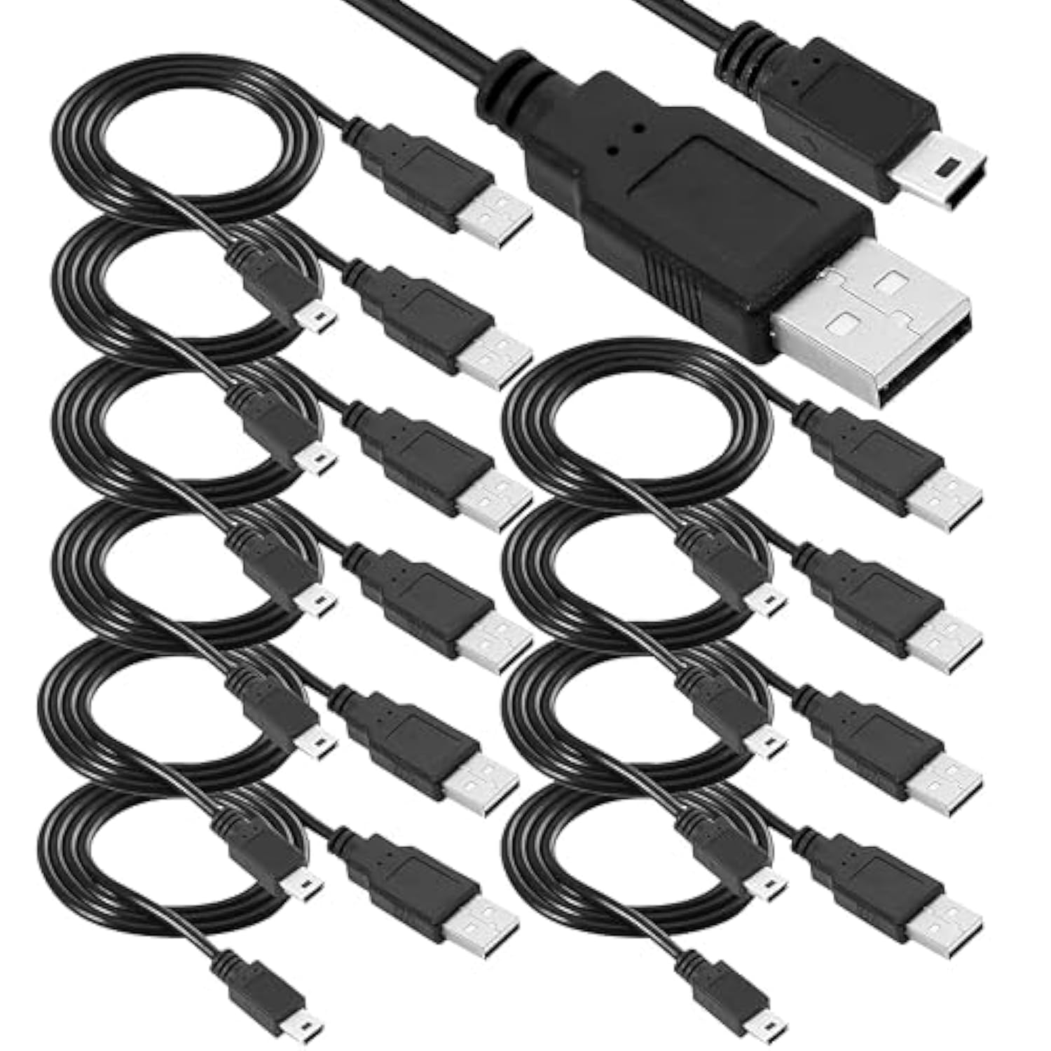 SaiTech IT 10 Pack USB 2.0 A to Mini 5 pin B Cable for External HDDS/Camera/Card Readers/ MP3 Player(150cm - 5Feet - 1.5M) -Black