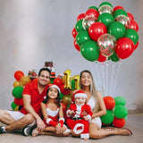 60Pc Christmas Balloon Kit Red Green Clear Confetti Garland Arch