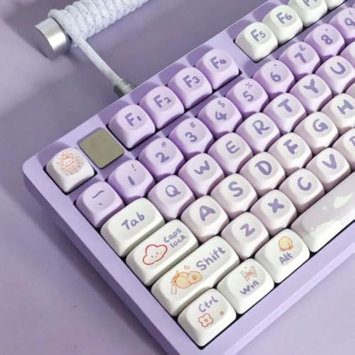 Keycaps 142 Keys Purple Rabbit Cute Moa Profile Dye-Sublimation For Cherry Mx