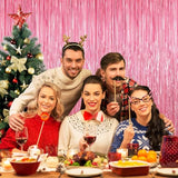 Pink Tinsel Backdrop, 2 Pack Foil Fringe Curtains for Party Decor