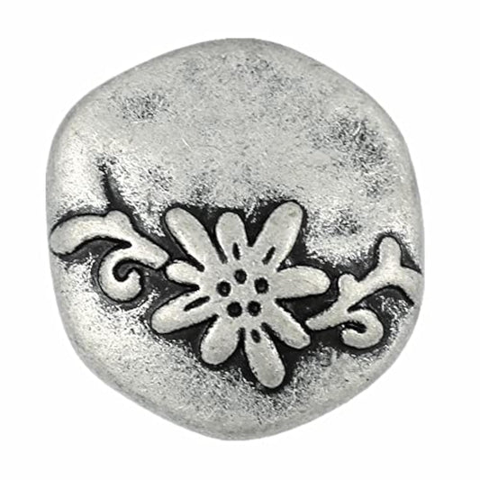10 Pieces Hexagon Vine Flower Metal Shank Buttons. 20Mm (3/4 Inch) (An