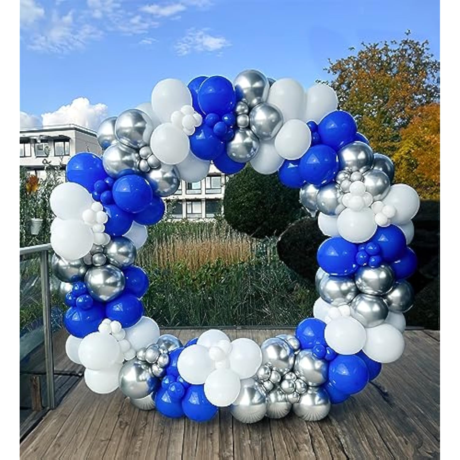 143pcs Royal Blue, White & Silver Balloon Garland Kit for Baby Shower, Wedding and Graduation