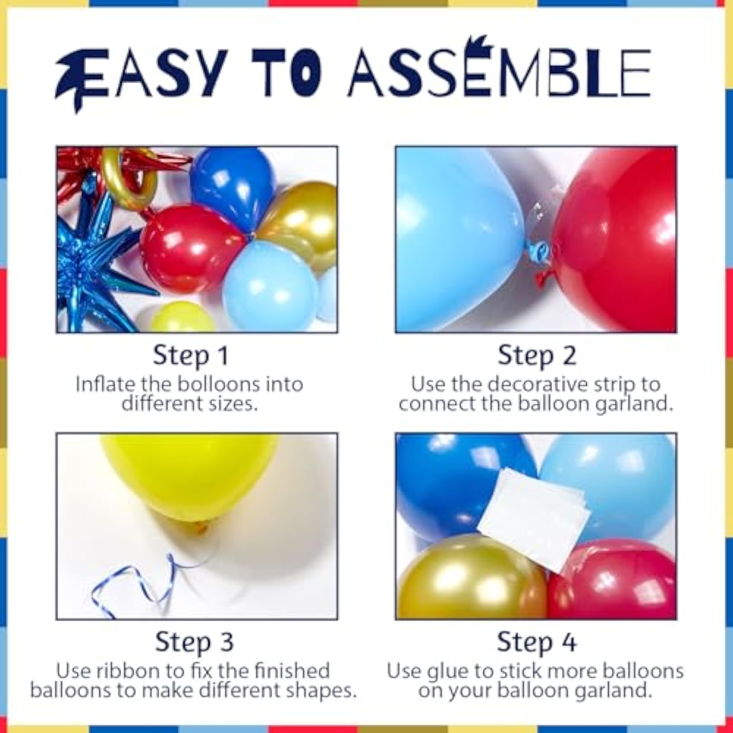 132Pcs Red Blue Yellow Balloons Arch Garland Kit With Long Balloons Foil Balloons For Carnival, Circus Theme Party Supplies, Baby Shower Birthday Decorations