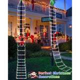 338 Led Christmas Lights Indoor Outdoor Decorations, 10Ft Christmas Decorative Ladder Lights With Santa Claus 8 Modes Wa