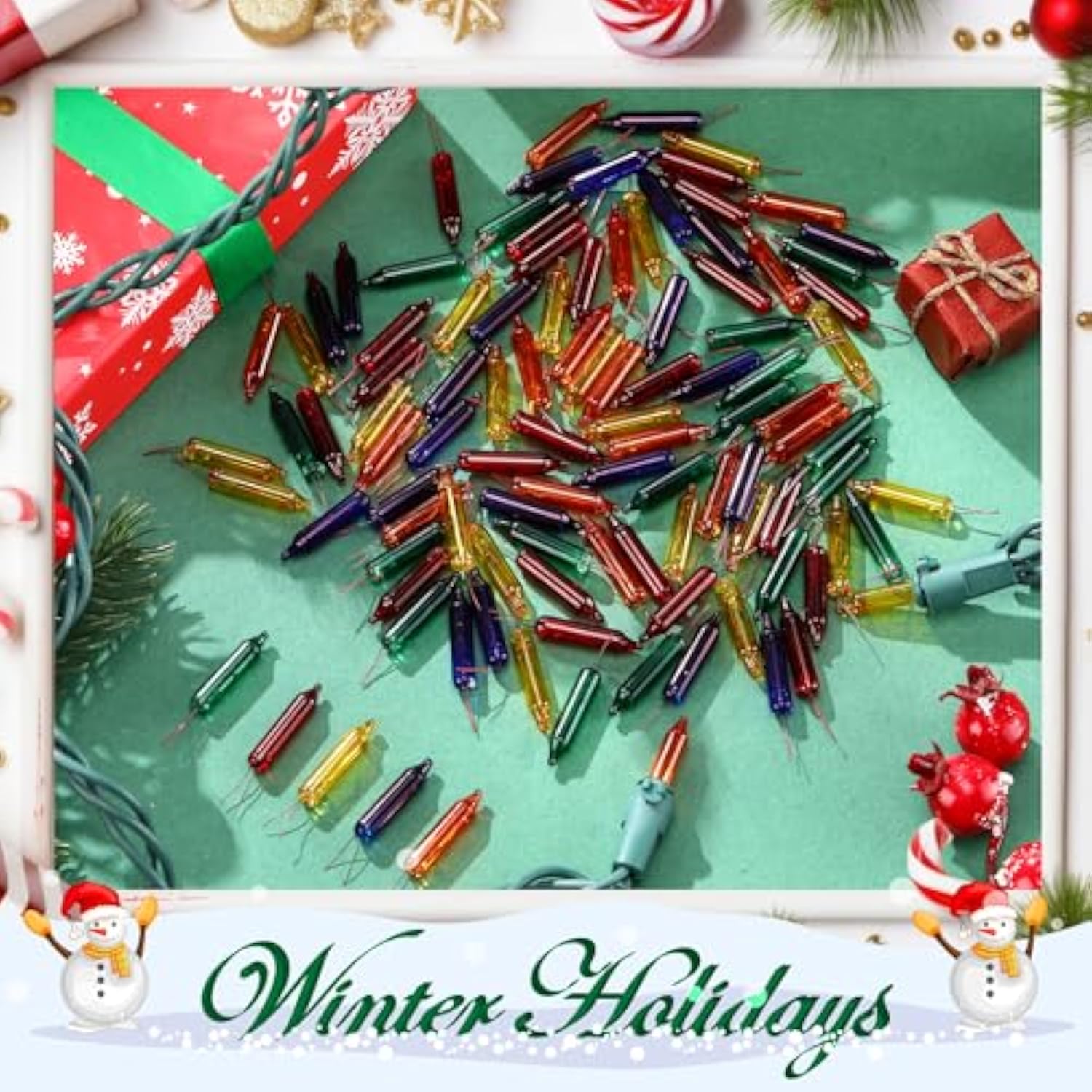 50 Pcs Christmas Mini Replacement Light Bulbs Christmas Tree Lights Incandescent Wire String Lights Replacement Bulbs Fo
