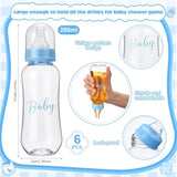 6 Sets Bottle Chug Baby Shower Games Juegos Para Plastic Baby Bottles Bibs Disposable Diapers Gender Reveal Games Baby Changing Diaper Race Game Decoration (Blue)
