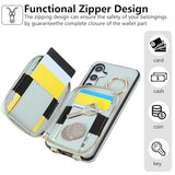 Phone Case for  Galaxy A57 5G Zipper Wallet Cell Cover with Tempered Glass Screen Protector Ring Credit Card Holder Slot Crossbody Strap