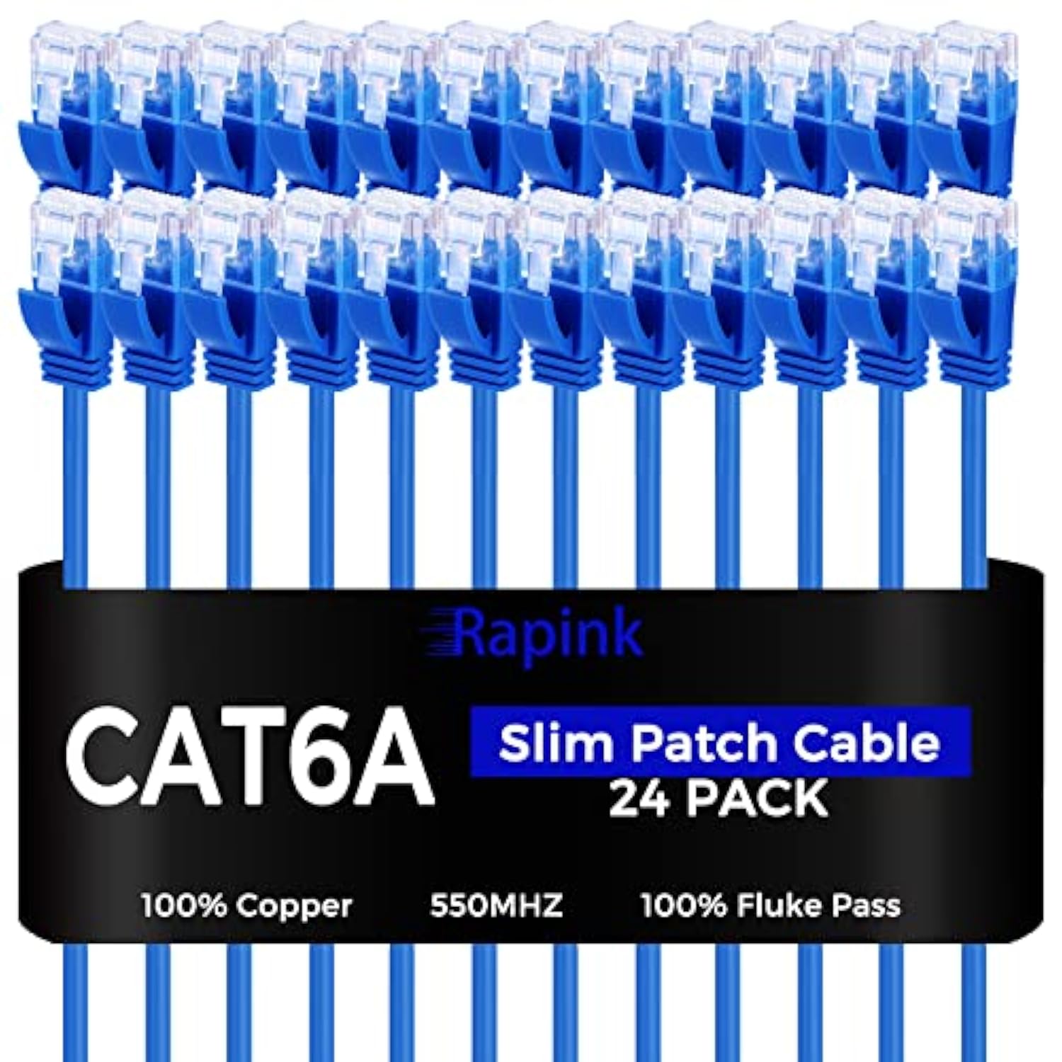 Patch Cables Cat6A 2Ft 24 Pack Slim, Cat6A Ethernet Patch Cable 10G Support, S