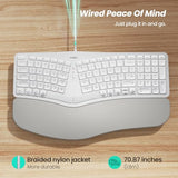 Rt05C Wired Ergonomic Keyboard, Split Keyboard With Cushioned Wrist Rest, Adjustable Tilt Legs, Plug And Play, Usb Corded, Compatible With Windows/Mac-White