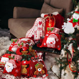 12 Pcs Christmas Gift Doll Bags Christmas Eve Apple Bags Reusable Drawstring Gift Bags Elk Bear Santa Claus Snowman Fabric Goody Bag For Christmas Candy Party Favors Holiday Wrapping