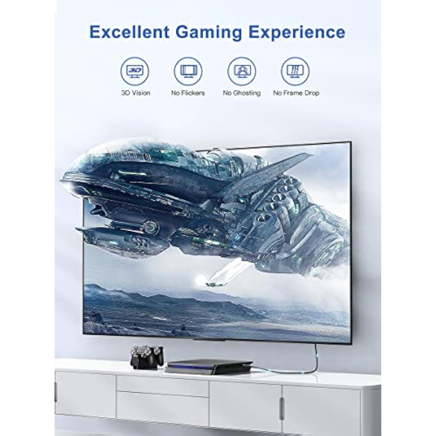 8K Hdmi Cable 10Ft | High Speed Hdmi To Hdmi Cables 2.1, Braided Cord 48Gbps 1