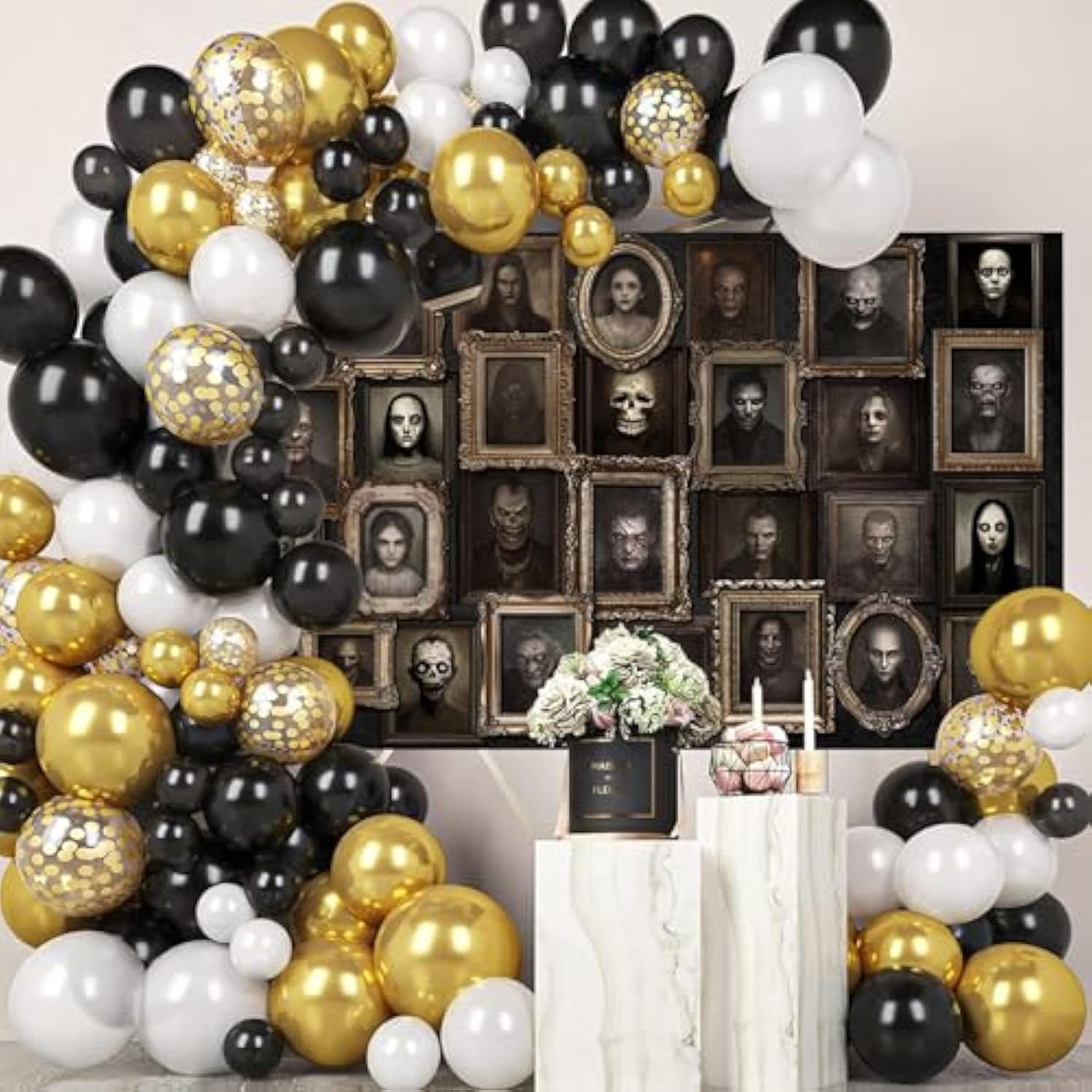 Halloween Portrait Backdrop Horror Party Banner Haunted House Photo Background 70.8x43.3in