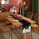 Christmas Table Runner Xmas Golden Tree Star Snowflake Black Merry Christmas 13 X 108 Inch Long Runners Winter Holiday Home Kitchen Table Decor