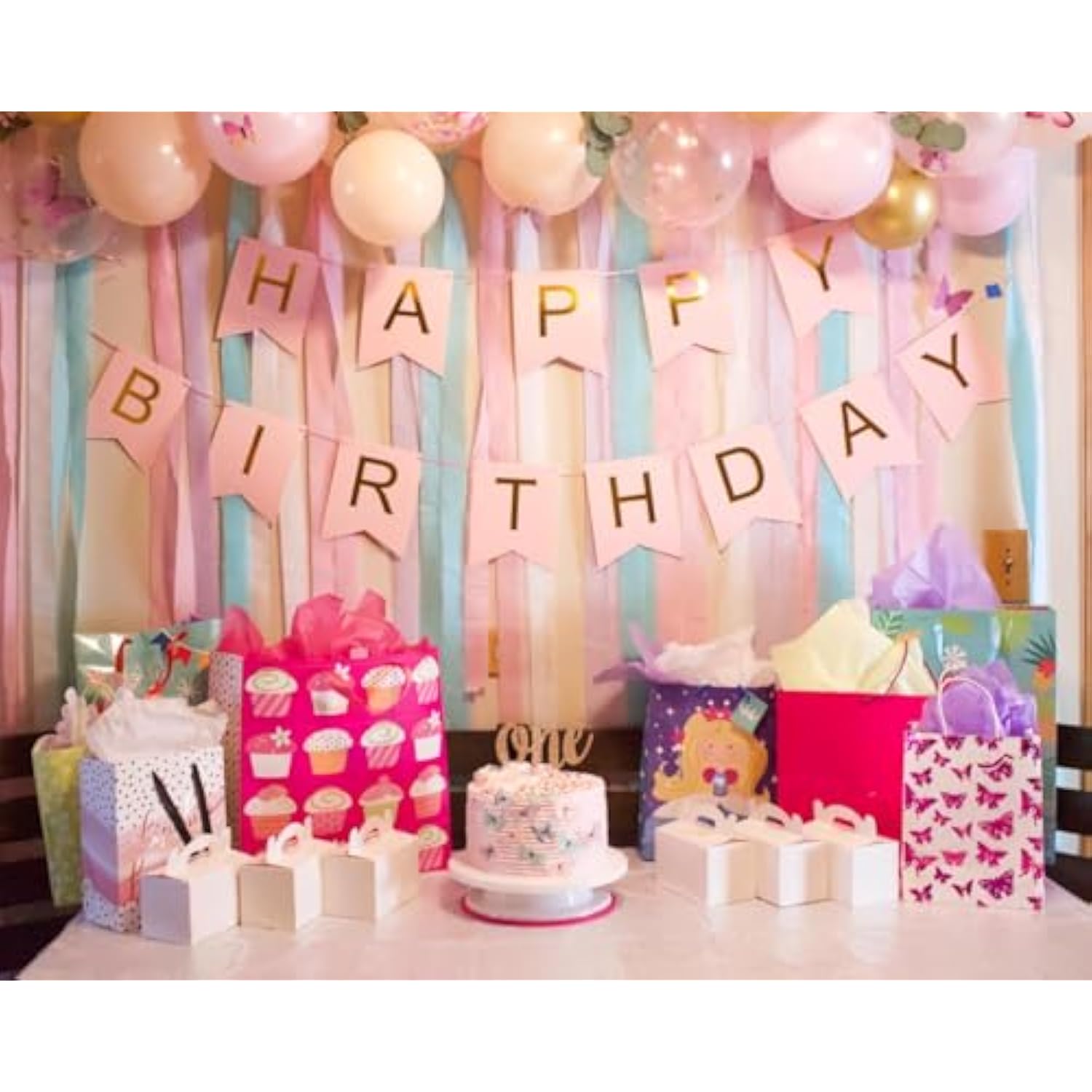 Happy Birthday Banner Pink Birthday Signs Party Garland Decorations Soft Pink