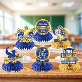Graduation Table Decorations,12pcs Blue and Gold Graduation Decorations Class Of 2026 Honeycomb Centerpieces Congrats Graduation Centerpieces for Tables,Blue Graduation Table Centerpieces