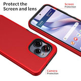 For Blu View Speed Ultra 5G Case With Tempered Glass Screen Protector,Dual Layer Heavy Duty Shockproof Protection (Red)