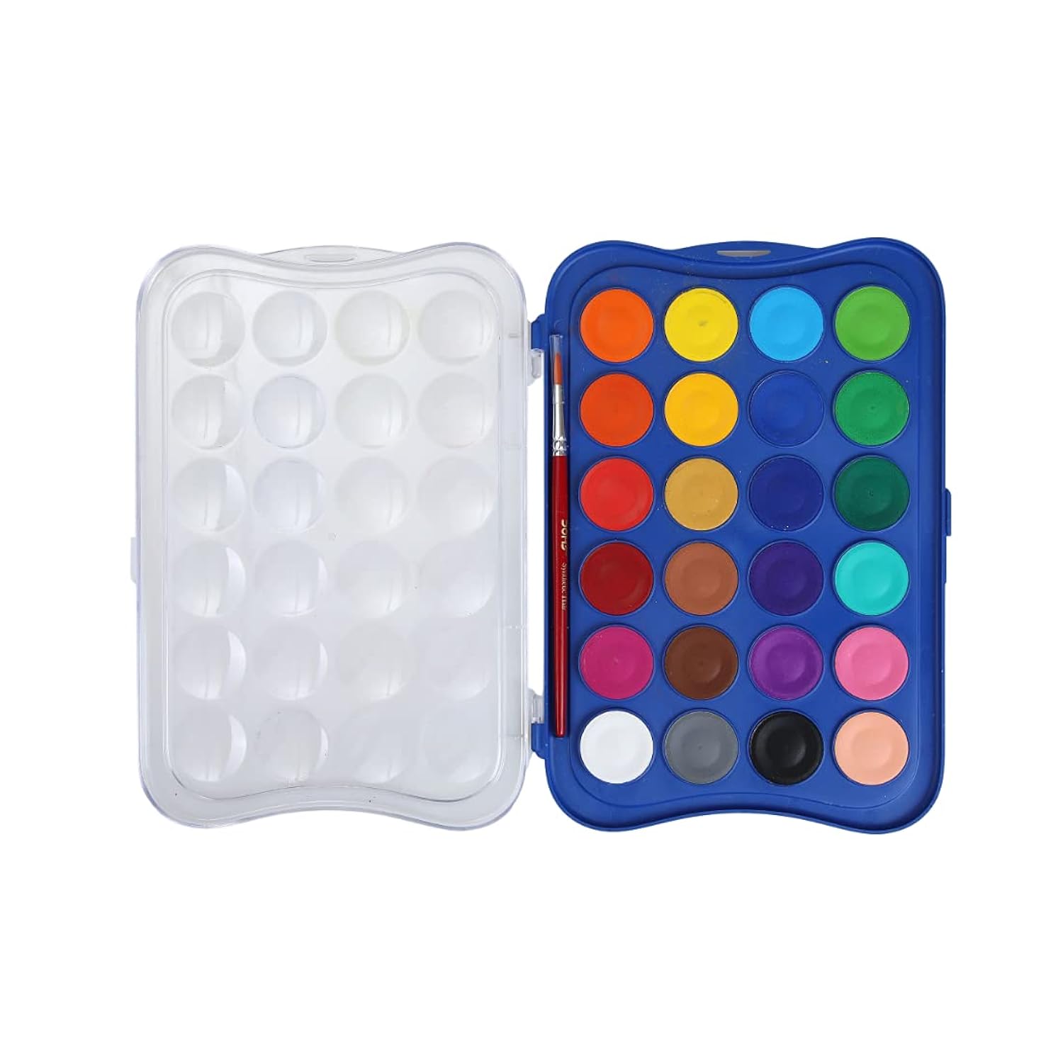24 Shades 30Mm Water Colour Cakes | Easy To Use Palette Lid | Organic Rich Colour Pigments | Free Brush Inside | Non-Toxic & Safe For Kids | Pack Of 1