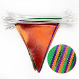 Halloween Metallic Fabric Triangle Pennant Banner Green Orange Purple Party Decor