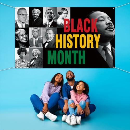 Black History Month Photo Booth Backdrop Martin Luther King African American National Holiday Party Decorations February School Classroom Wall Decor (5.9×3.6ft)
