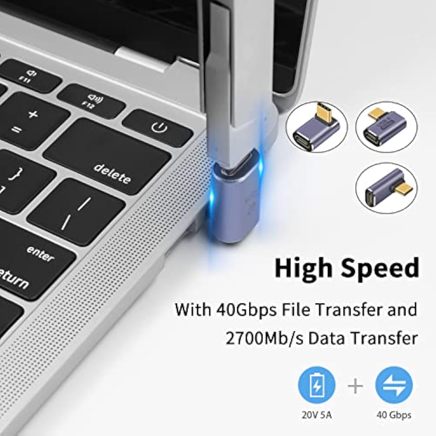 Usb C Adapter 40Gbps, 3Pack 90 Degree Usb C Adapter Pd, Right Angle Usb C Adap