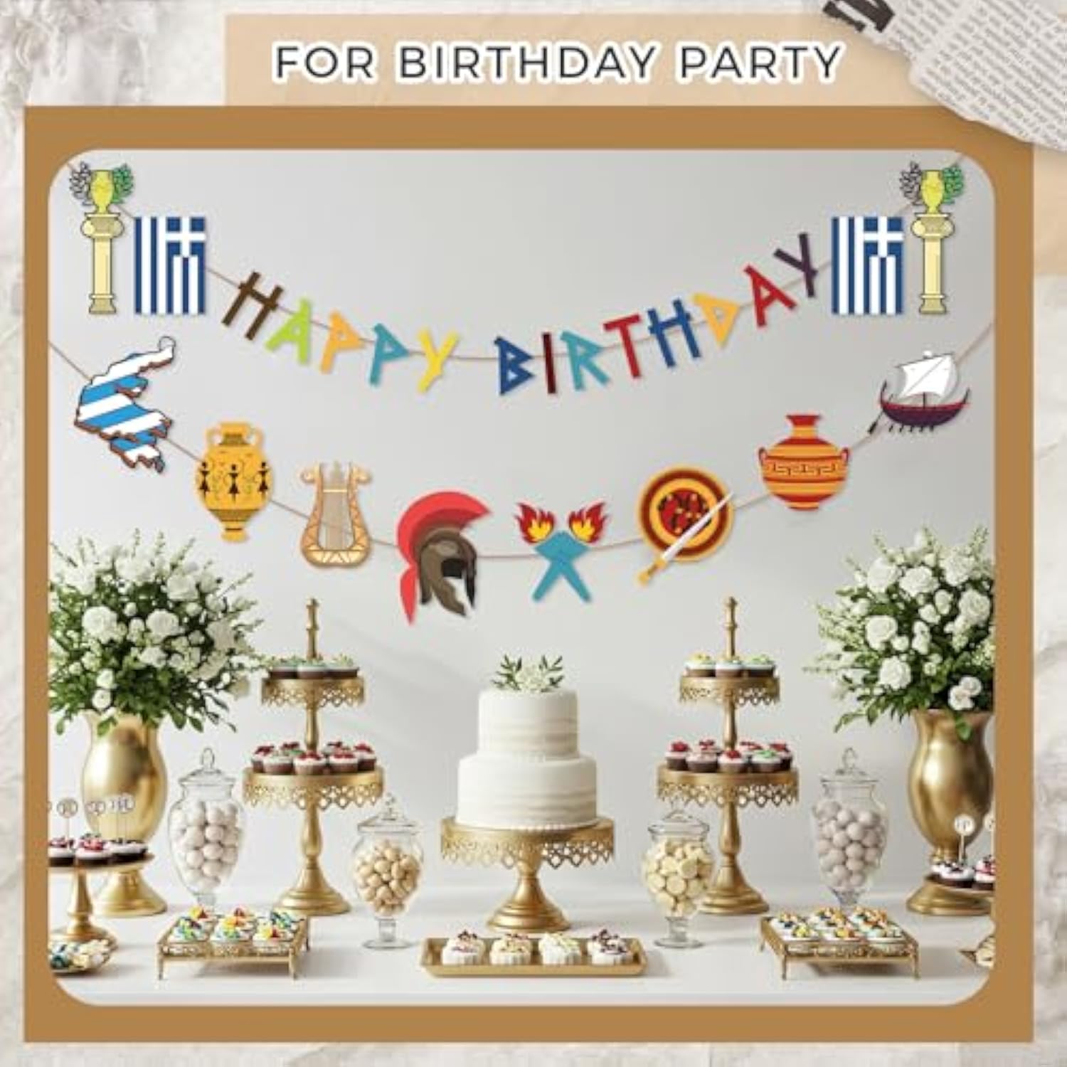 26 Pcs Greek Mythology Birthday Banners Ancient Greek Party Banners Hanging Decors Greece Mythology Gods Percy Jackson Birthday Decor Ancient Greece Culture Party Supplies