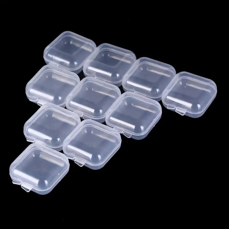 10 Pcs Mini Clear Plastic Box 1.8 Mm Thicken Square Jewelry Earplug Pi