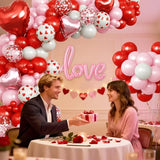 Mothers Day Balloon Arch Garland Kit, Pink Red White Latex Balloon with Happy Mother Day Love Heart Mylar Foil Balloons for Motherday Best Mon Ever Wedding Anniversary Birthday Party Decorations