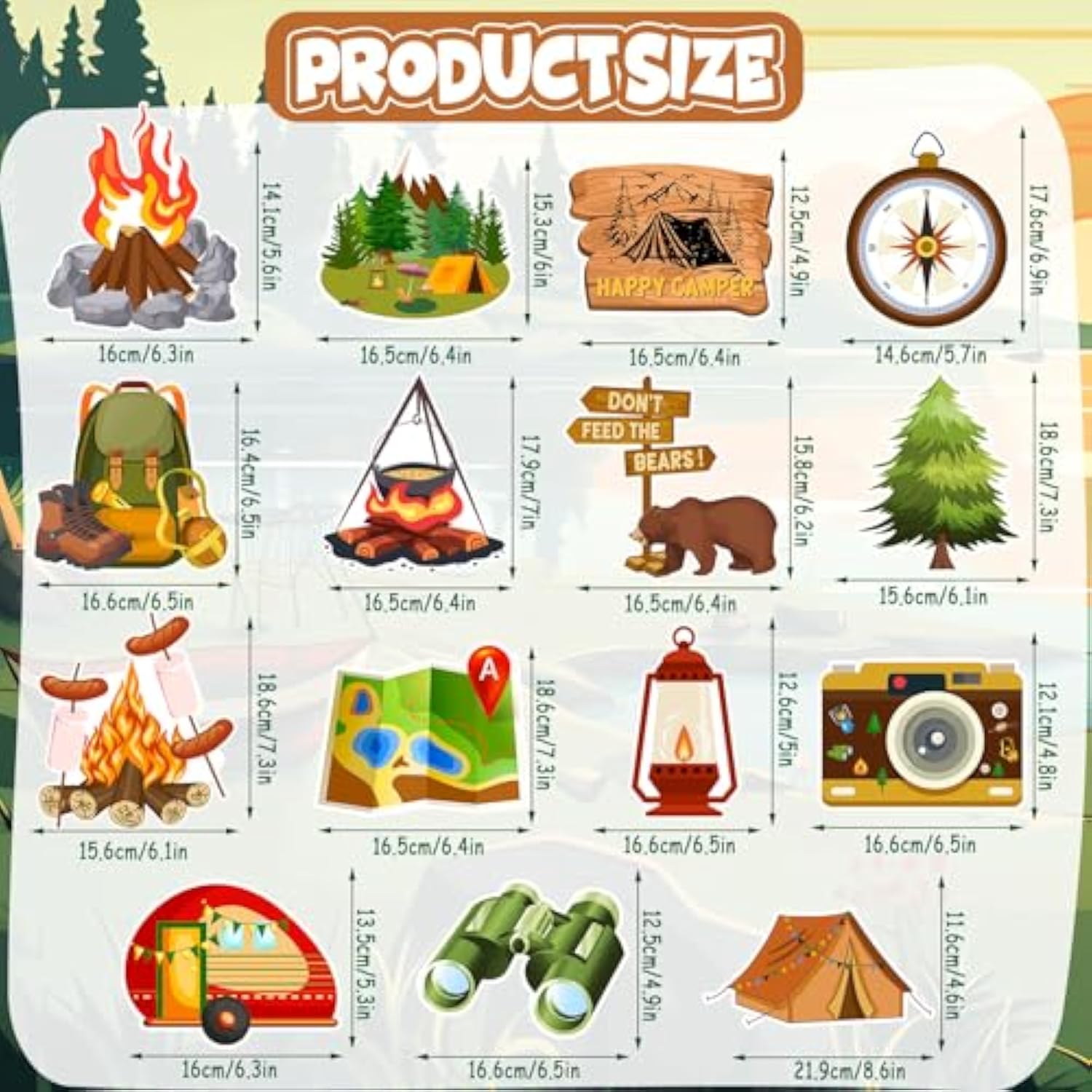 36Pcs Happy Camper Party Hanging Swirls Camping Themed Party Swirls Streamers Camping Adventure Bears Tent Party Birthday Decor For Boys Girls Kids Baby Shower Decorations